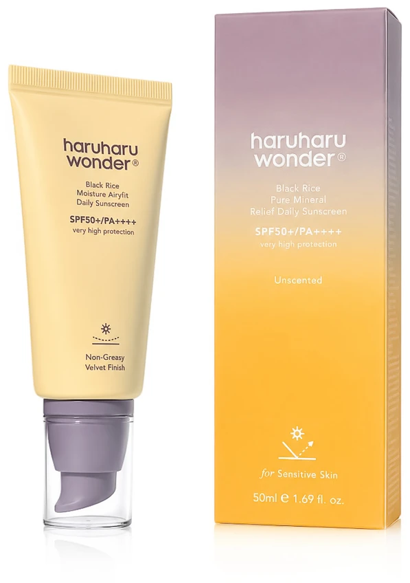 Haruharu Wonder Black Rice Pure Mineral Sunscreen SPF 50+, veido kremas nuo saulės, 50 ml
