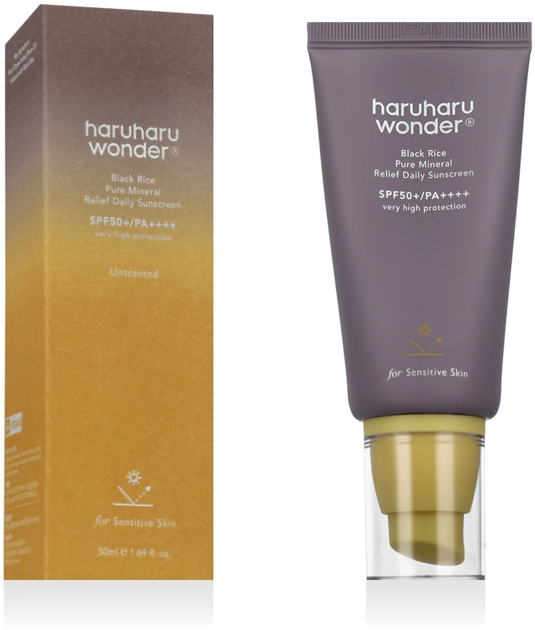 Haruharu Wonder Black Rice Pure Mineral Sunscreen SPF 50+, veido kremas nuo saulės, 50 ml