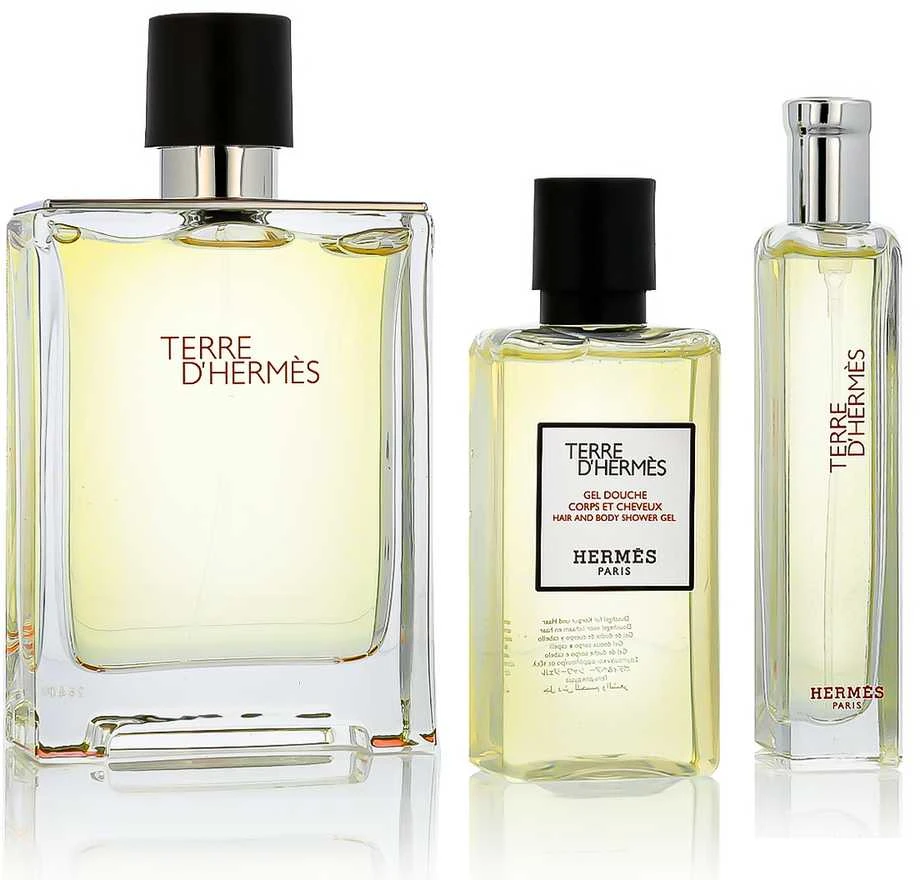 Terre D'Hermes tualetinio vandens purškiklis 100 ml + tualetinio vandens purškiklis 15 ml + dušo želė 40 ml