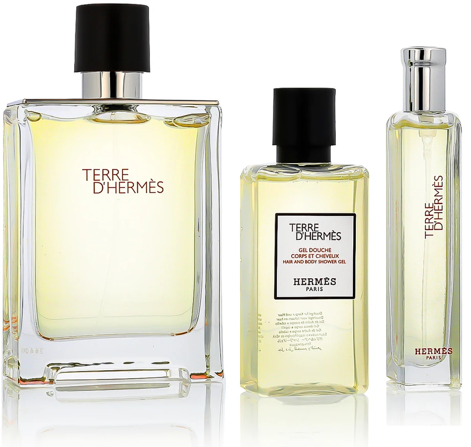 Terre D'Hermes tualetinio vandens purškiklis 100 ml + tualetinio vandens purškiklis 15 ml + dušo želė 40 ml