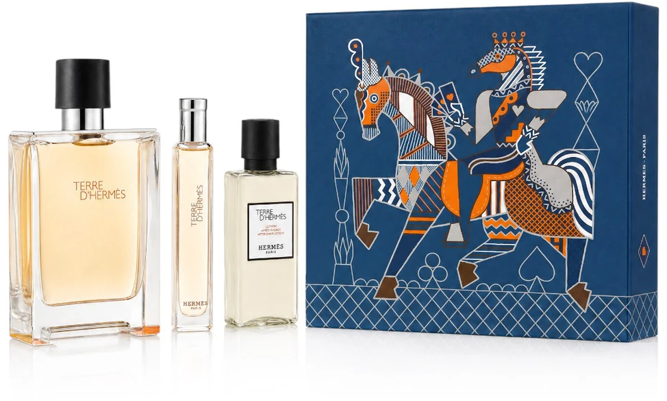 Set Hermes: Terre d'Hermes Eau De Toilette For Men, 100 ml + Terre d'Hermes Eau De Toilette For Men, 15 ml + Terre d'Hermes Moisturizing After-Shave Lotion, 40 ml