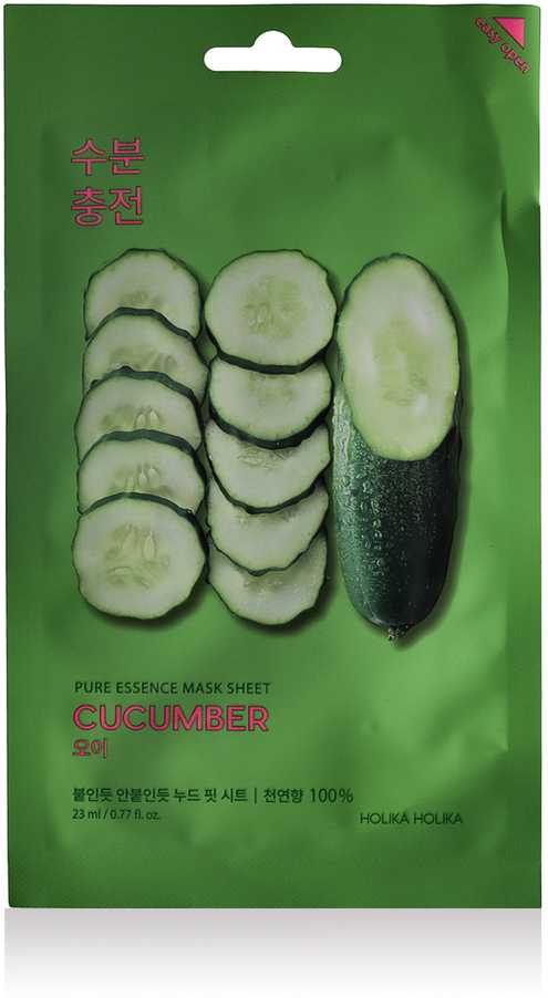Holika Holika Pure Essence Mask Sheet - Cucumber lakštinė veido kaukė su agurkų ekstraktu, 20 ml