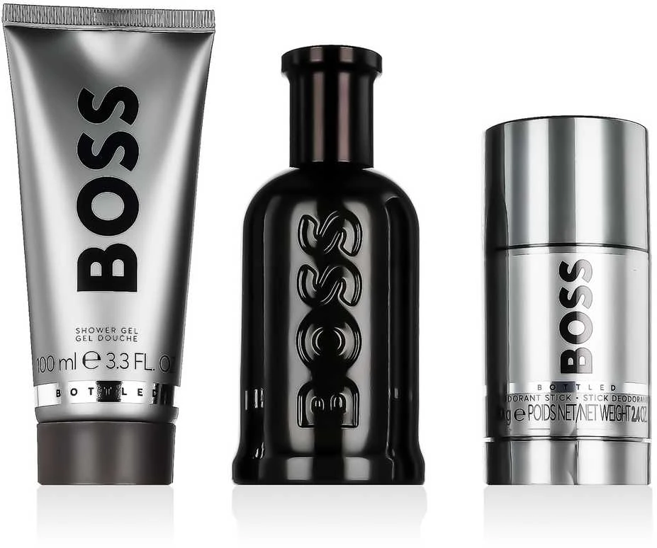 Hugo Boss BOSS Bottled Parfum Giftset rinkinys vyrams (PP kvepalai, 100 ml + dezodorantas, 75 ml + dušo želė, 100 ml)
