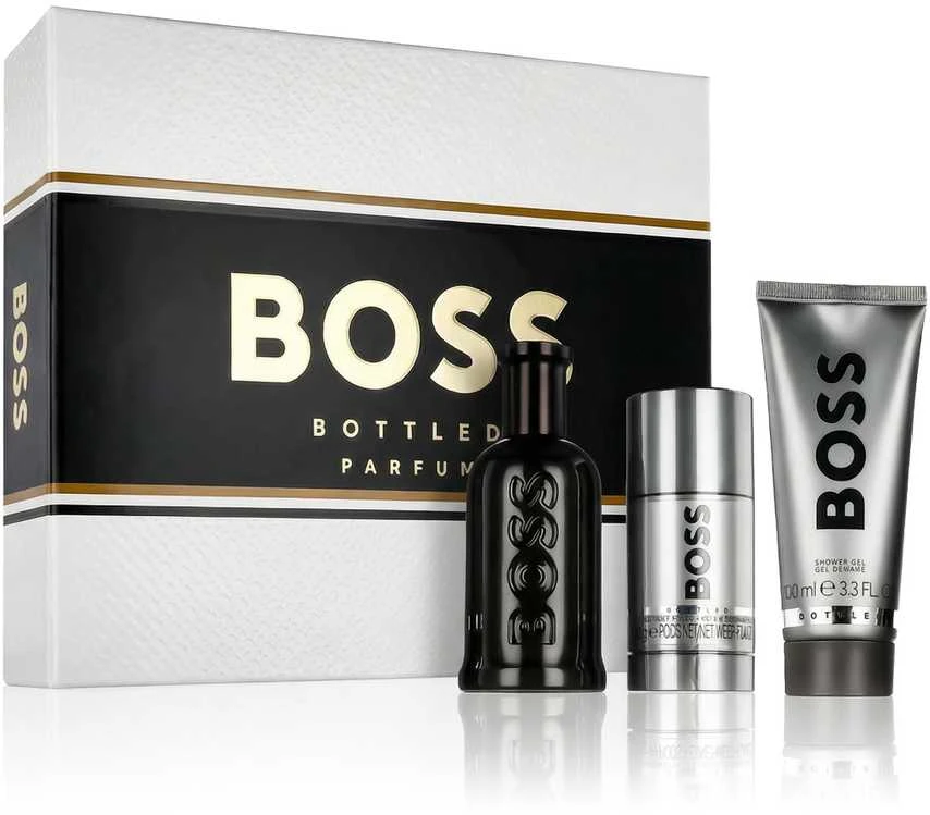 Hugo Boss BOSS Bottled Parfum Giftset rinkinys vyrams (PP kvepalai, 100 ml + dezodorantas, 75 ml + dušo želė, 100 ml)