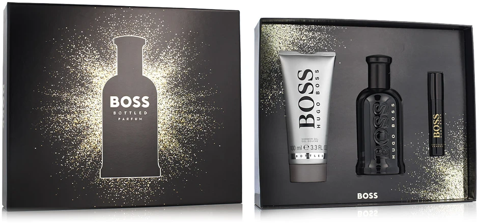 Hugo Boss BOSS Bottled Parfum Giftset rinkinys vyrams (PP kvepalai, 100 ml + PP kvepalai, 10 ml + dušo želė, 100 ml)