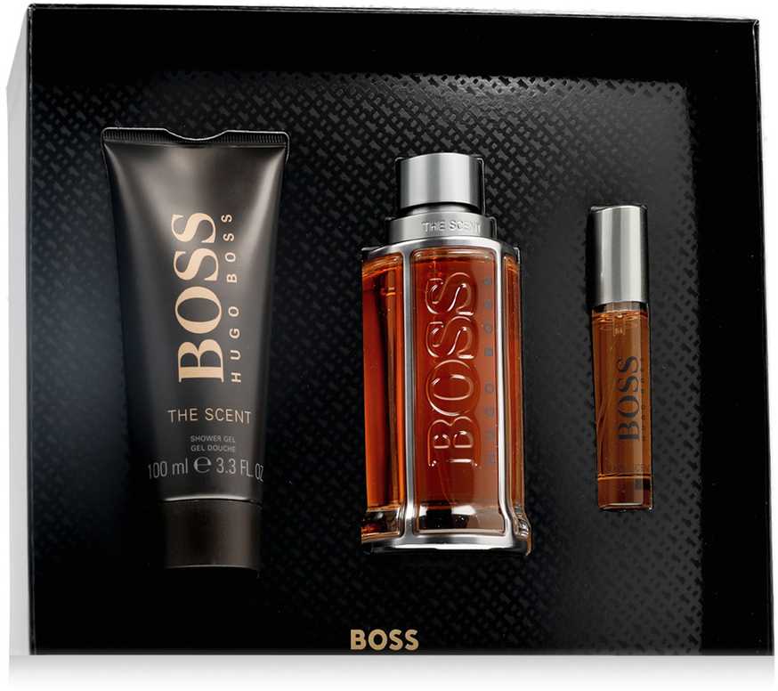 HUGO BOSS Boss The Scent rinkinys vyrams (EDT, 100 ml + EDT, 10 ml + dušo želė, 100 ml)