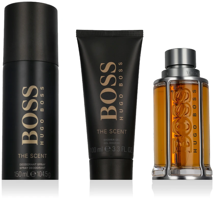 HUGO BOSS Boss The Scent EDT rinkinys vyrams (EDT,100 ml + dezodorantas, 150 ml + dušo želė, 100 ml)