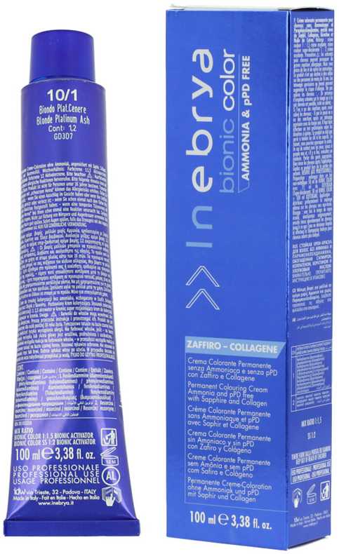 Inebrya Bionic Color Ash (10/1 Skirtas šviesiems plaukams Platinum Ash) 100 ml