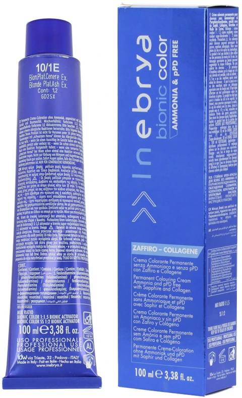 Inebrya Bionic Color Ash (10/1E Skirtas šviesiems plaukams Platinum Ash Extra) 100 ml
