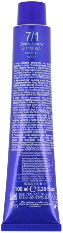 Inebrya Bionic Color Ash (7/1 Skirtas šviesiems plaukams Ash) 100 ml
