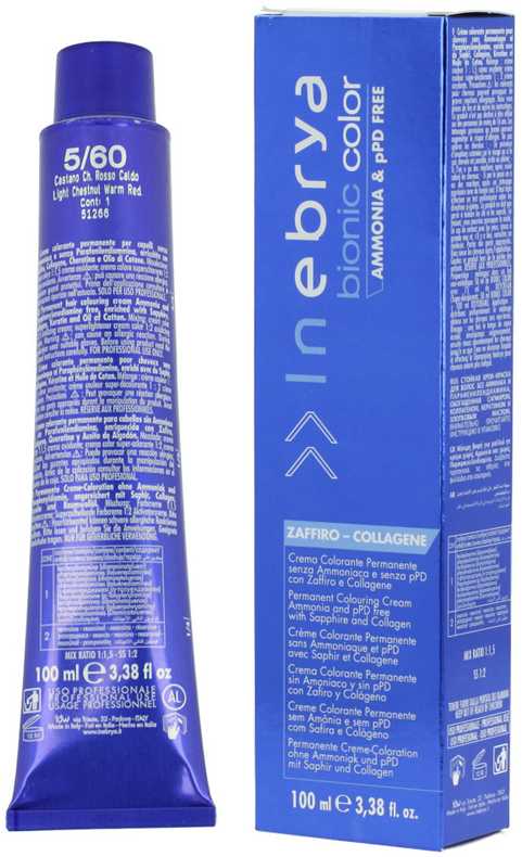 Inebrya Bionic Color Raudona (5/60 Light Chestnut Warm Raudona) 100 ml