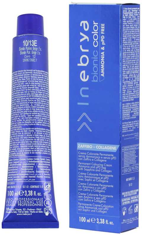 Inebrya Bionic Color rusvai gelsvas (10/13E Skirtas šviesiems plaukams Platinum rusvai gelsvas Extra) 100 ml