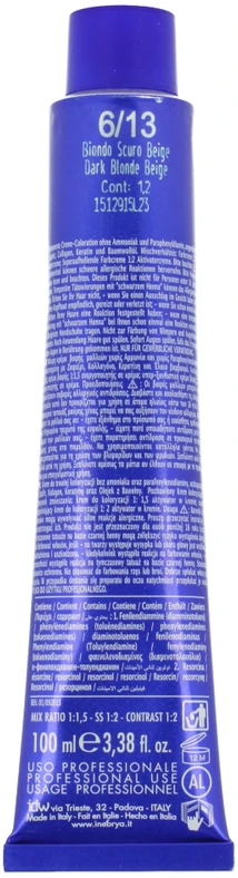 Inebrya Bionic Color rusvai gelsvas (6/13 Dark Skirtas šviesiems plaukams rusvai gelsvas) 100 ml