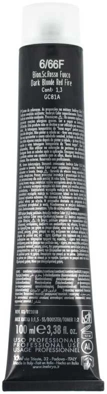 Inebrya Color hair dye 100ml - 6/66F | Dark Skirtas šviesiems plaukams Raudona Fire