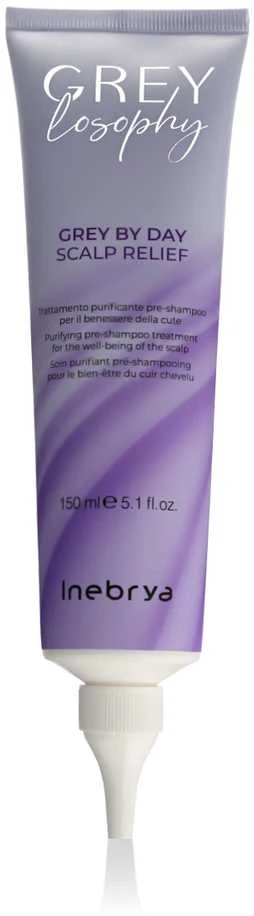 Inebrya GREYlosophy Pilkas By Day Scalp Relief giliai valanti priemonė galvos odai prieš šampūną, 150 ml