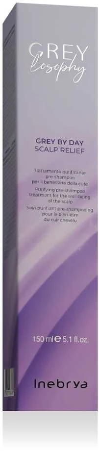 Inebrya GREYlosophy Pilkas By Day Scalp Relief giliai valanti priemonė galvos odai prieš šampūną, 150 ml