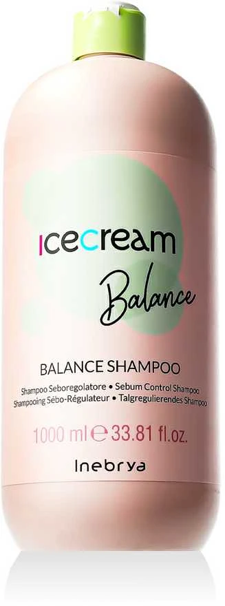 Inebrya Ice Kreminis Balance Šampūnas šampūnas riebiems plaukams, 1000 ml