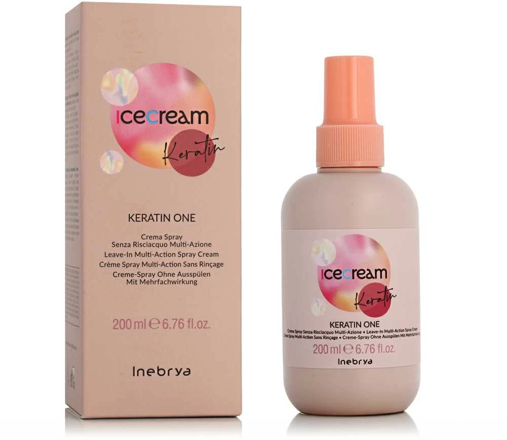Inebrya Ice Kreminis Keratin One Multiaction Leave-In Purškiklis daugiafunkcinis nenuplaunamas kreminis purškiklis su keratinu, 200 ml