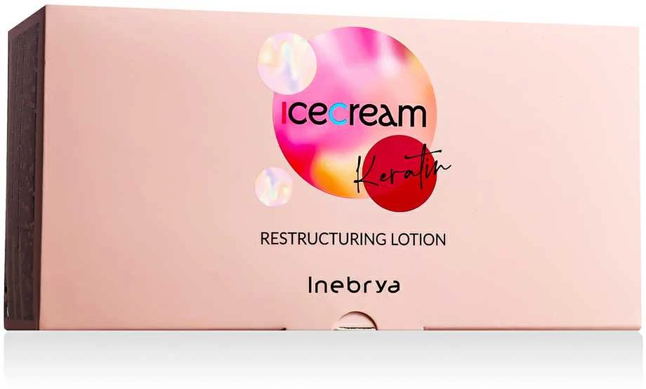 Inebrya Ice Kreminis Keratin Restructuring Lotion intensyvaus poveikio atkuriamasis plaukų losjonas, 12 x 11 ml