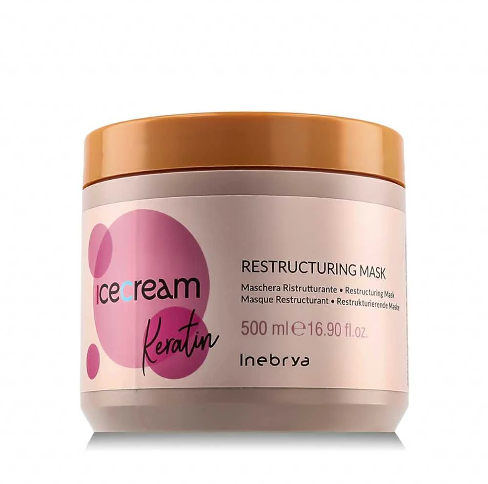 Inebrya Ice Kreminis Keratin Mask atkuriamoji plaukų kaukė su keratinu, 500 ml
