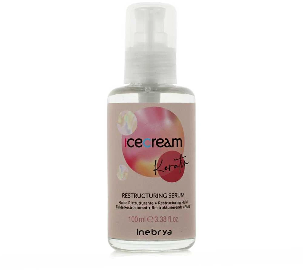 Inebrya Ice Kreminis Keratin Restructuring Serum atstatomasis plaukų serumas su keratinu, 100 ml