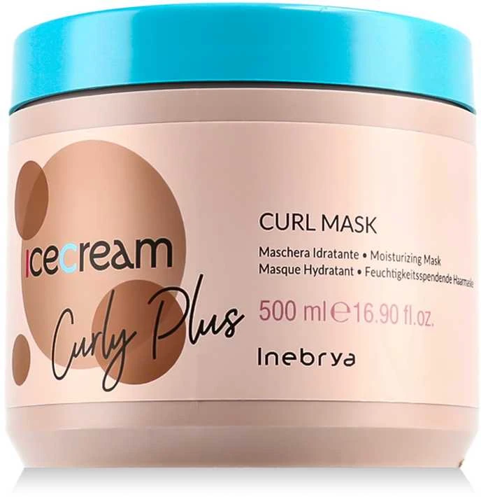 Inebrya Ice Kreminis Skirtas garbanotiems plaukams Plus - produktų asortimentas gražiems ir sveikiems garbanotiems plaukams, 500 ml