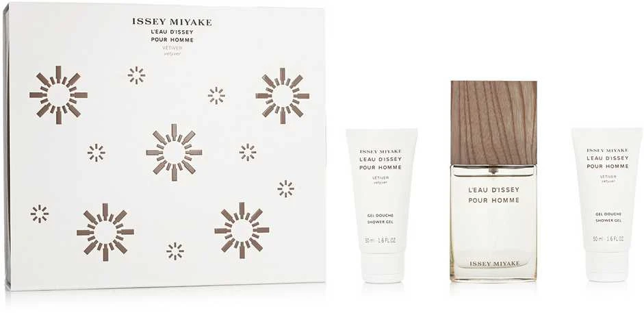 Kalėdinis 2023 m. rinkinys „Issey Miyake“: „L'Eau d'Issey Vetiver“ tualetinis vanduo vyrams, 50 ml + „L'Eau d'Issey Vetiver Hydrating“ dušo želė visiems odos tipams x2 vnt., 50 ml
