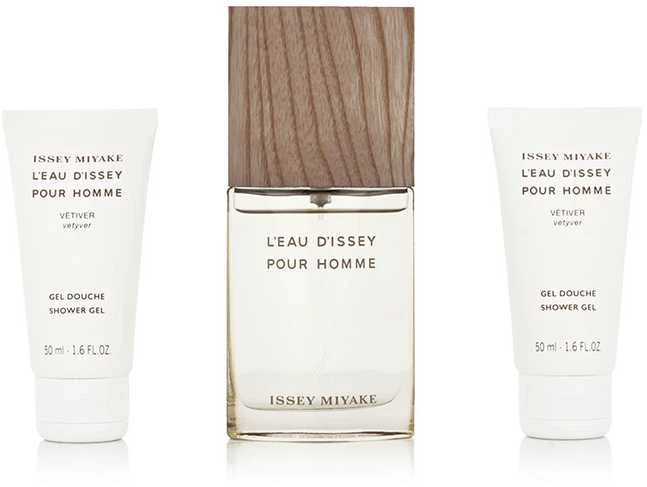 Kalėdinis 2023 m. rinkinys „Issey Miyake“: „L'Eau d'Issey Vetiver“ tualetinis vanduo vyrams, 50 ml + „L'Eau d'Issey Vetiver Hydrating“ dušo želė visiems odos tipams x2 vnt., 50 ml