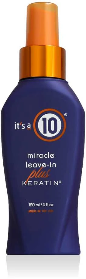 It's a 10 Miracle Leave-In Plus Keratin, plaukų purškiklis, Unisex, Pažeistiems plaukams, Sausiems plaukams, 120 ml