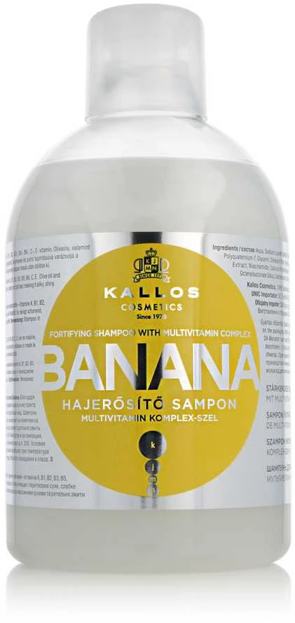 Stiprinamasis šampūnas gyvybę praradusiems plaukams Kallos Banana 1000ml