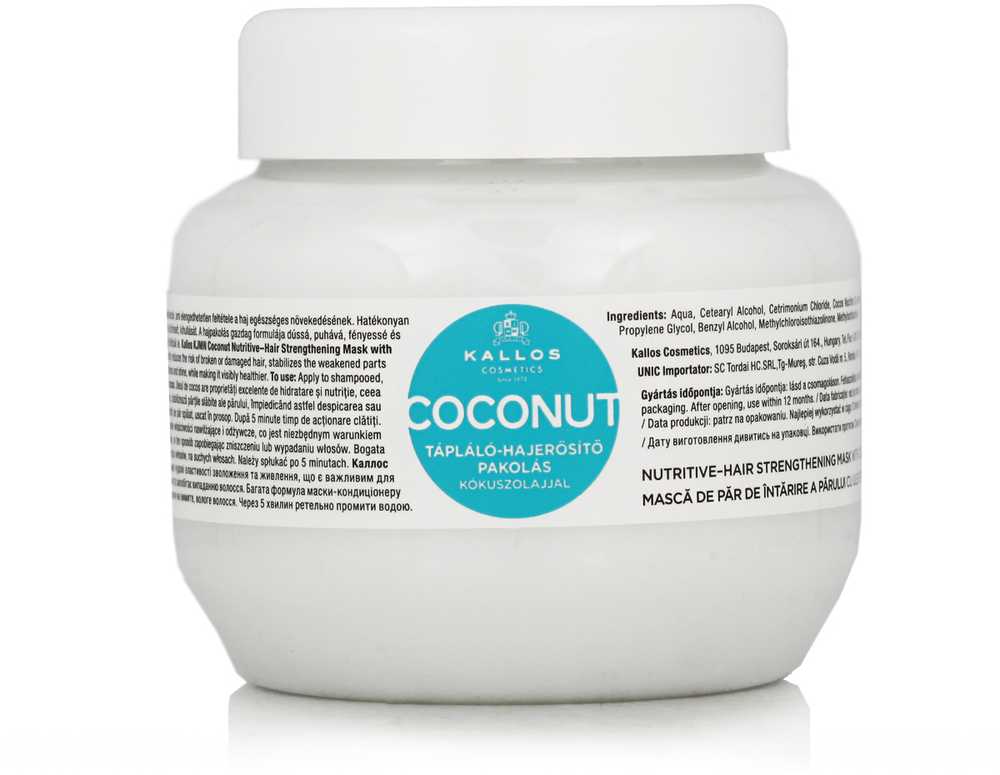 Kallos Cosmetics KJMN Coconut Nutritive–Hair Strengthening Mask with Coconut Oil plaukų kaukė, 275 ml