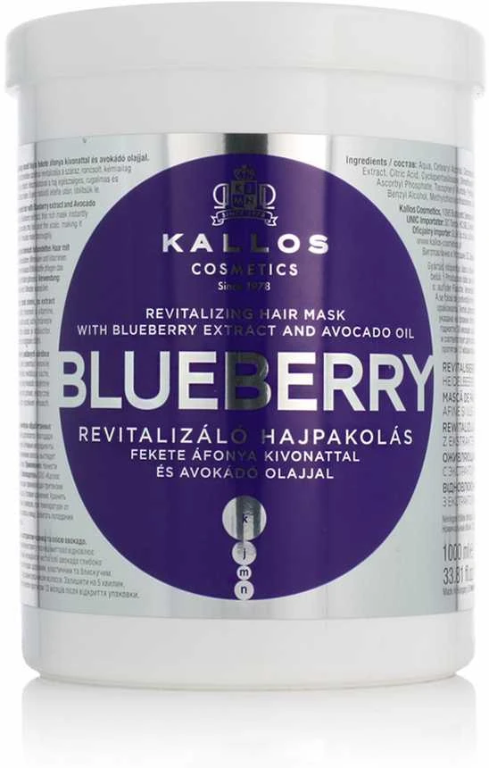 Sausų dažytų plaukų kaukė Kallos BLUEBERRY Revitalizing Hair Mask 1000 ml