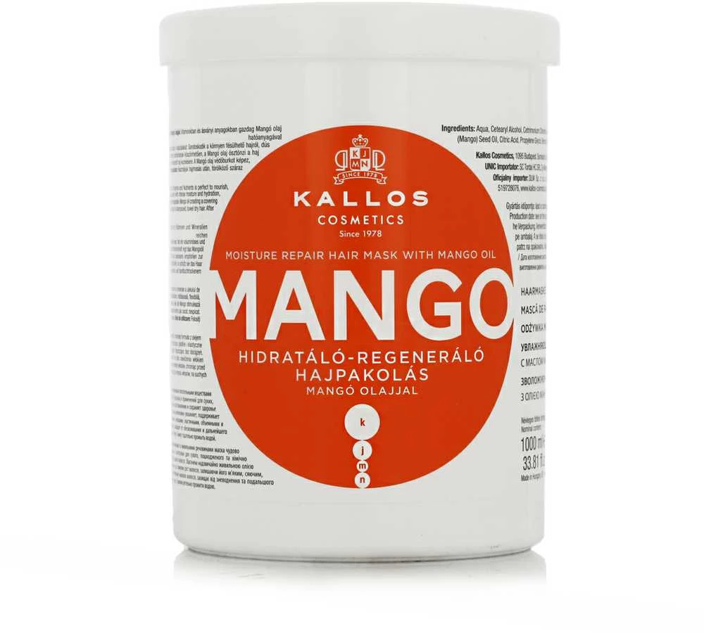 Atkuriamoji plaukų kaukė su mango aliejumi Kallos MANGO Moisture Repair Hair Mask 1000 ml