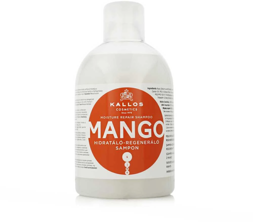 Atkuriamasis plaukų šampūnas sausiems plaukams su mango aliejumi Kallos MANGO Moisture Repair Šampūnas 1000 ml