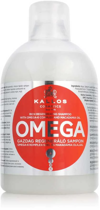 Pažeistų plaukų šampūnas Kallos OMEGA Rich Regenerating Šampūnas 1000 ml