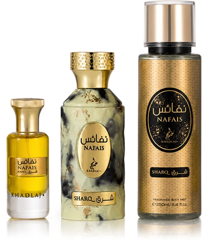 Khadlaj Nafais Sharq EDP 100 ml + Bodyspray 250 ml + Perfumed Oil 24 ml (unisex)