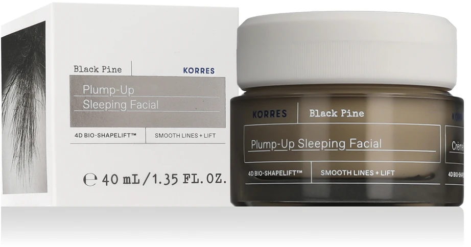 Korres Juodas Pine Plump-Up Sleeping Facial Night Skin Kreminis