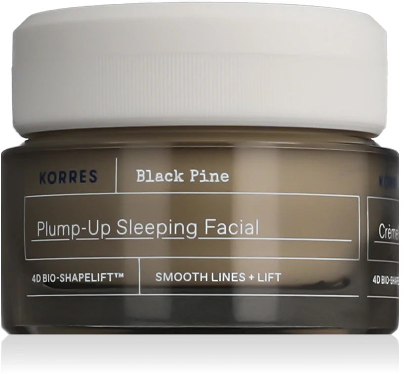 Korres Juodas Pine Plump-Up Sleeping Facial Night Skin Kreminis