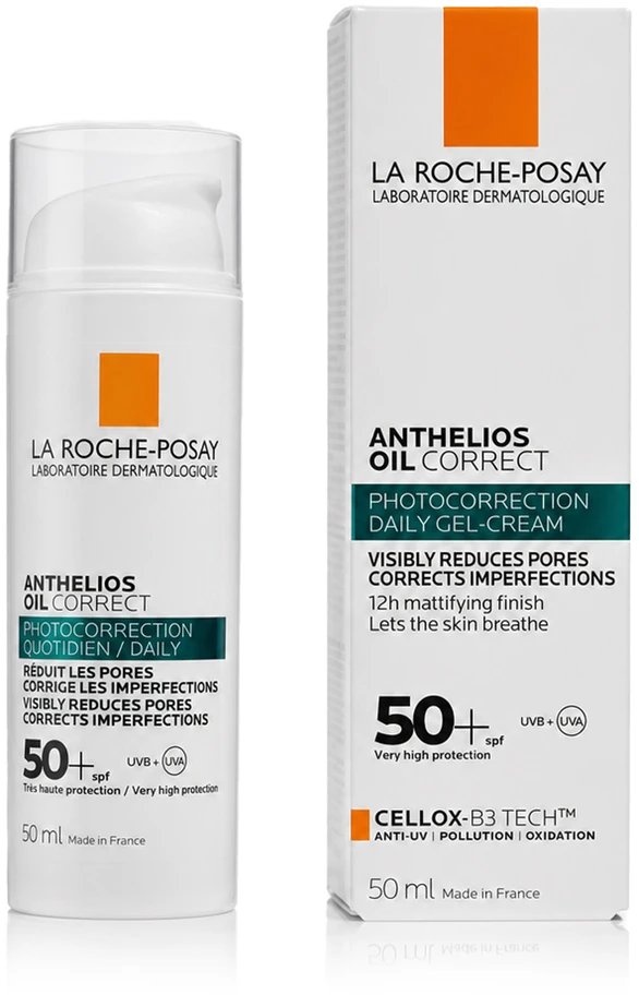 La Roche-Posay Anthelios Oil Correct SPF 50+ veido kremas nuo saulės riebiai odai, 50 ml