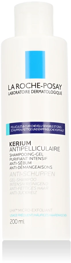 La Roche Posay Kerium Gel Šampūnas Nuo pleiskanų šampūnas nuo pleiskanų riebiai galvos odai, 200 ml