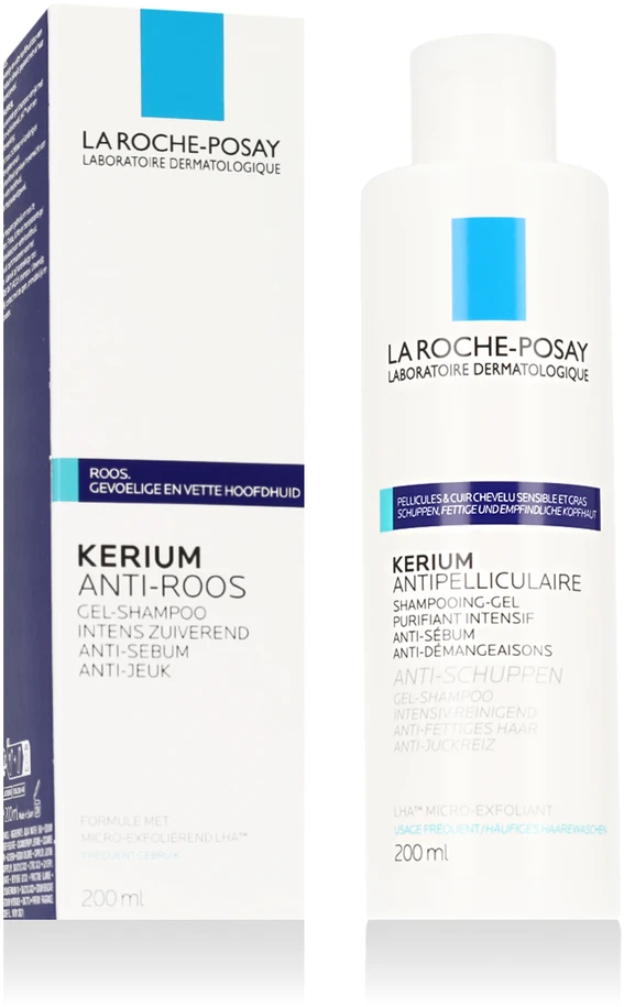 La Roche Posay Kerium Gel Šampūnas Nuo pleiskanų šampūnas nuo pleiskanų riebiai galvos odai, 200 ml