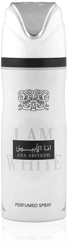 Lattafa Ana Abiyedh I Am Baltas Perfumed Purškiklis parfumuotas dezodorantas, 200 ml