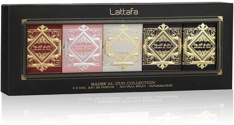 „Lattafa Badee Al Oud“ kolekcijos rinkinys U 5 x 5 ml rinkinys