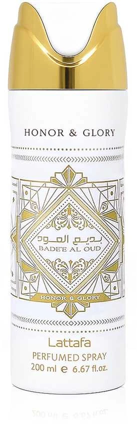 Lattafa Badee Al Oud Honor ir Glory Desodorante Purškiklis purškiamas dezodorantas, 200 ml