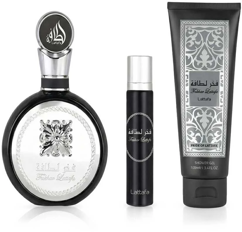 Set Lattafa Fakhar Men EDP 100ml + EDP 12ml + Dušo želė 100ml