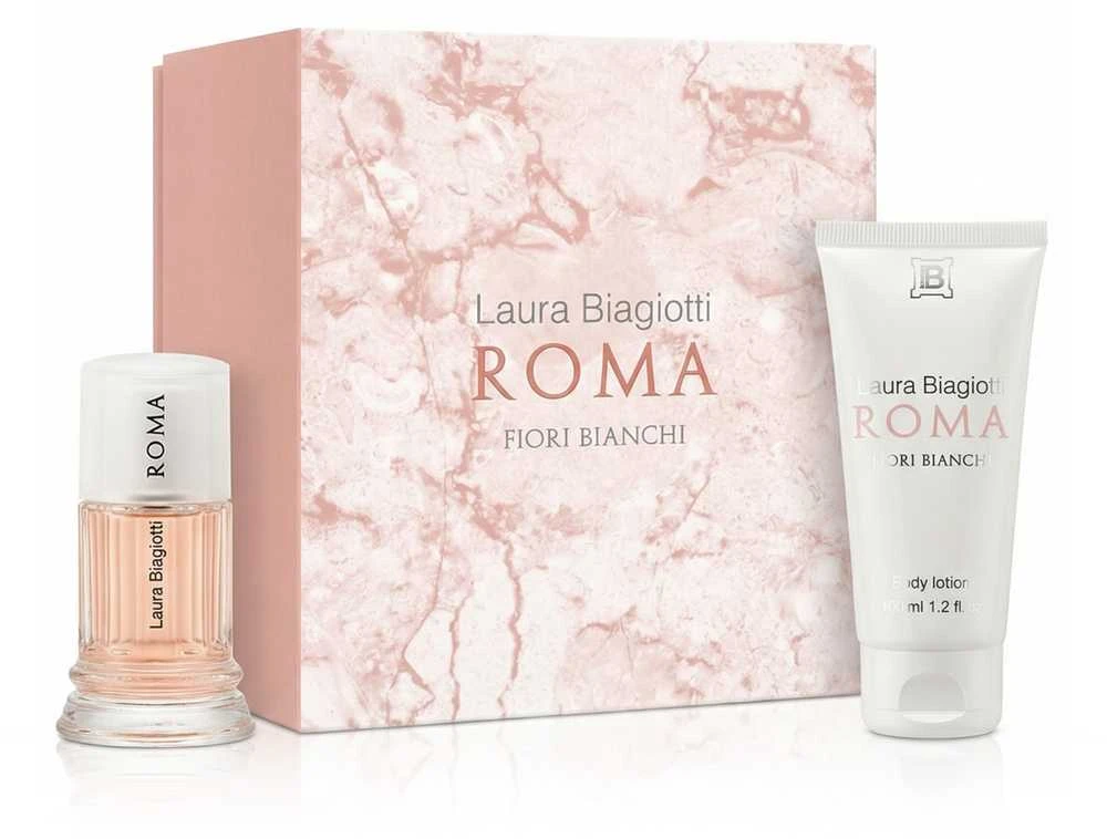 Laura Biagiotti Roma Fiori Bianchi rinkinys moterims (EDT, 25 ml + kūno losjonas, 50 ml)