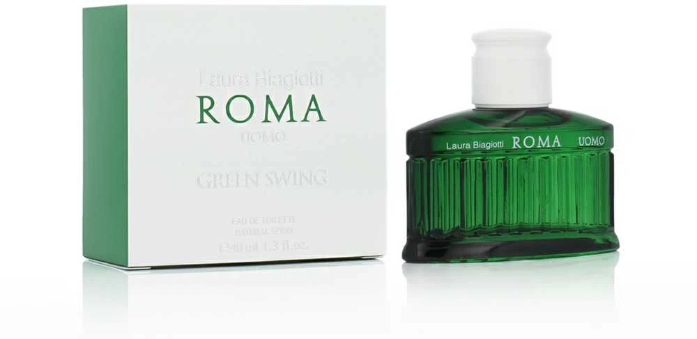 Laura Biagiotti Roma Uomo Žalias Swing EDT tualetinis vanduo EDT tualetinis vanduo vyrams, 40 ml