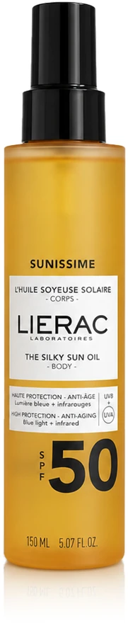 Lierac Paris Lierac Sunissime The Silky Sun Oil SPF 50 apsauginis ir įdegį stiprinantis aliejus kūnui, 150 ml