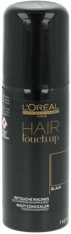 Purškiami dažai ataugusioms plaukų šaknims maskuoti L'oreal Professionnel Hair Touch Up, juoda spalva, 75 ml