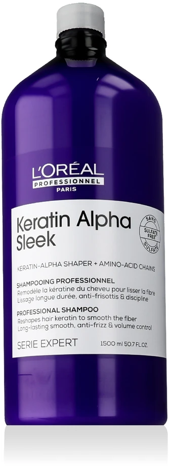 L'Oréal Professionnel Keratin Alpha Sleek Profesionalus šampūnas, 1500 ml